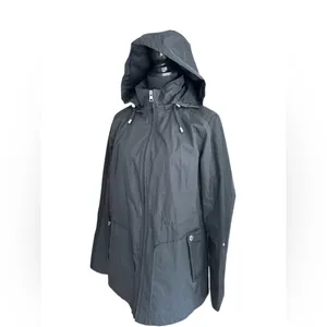 d.e.t.a.i.l.s INTL Black Hooded‎ Rain Jacket Water Resistant Mesh Utility M thumbnail 3