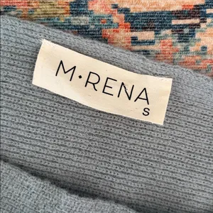 M. Rena Off-the-Shoulder Light Blue Sweater Sz Small Ribbed Oversized Cropped thumbnail 10
