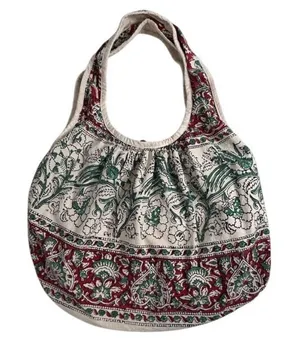 Boho Chic Floral Paisley Tote Bag Red Green Cream‎ Unbranded thumbnail 1