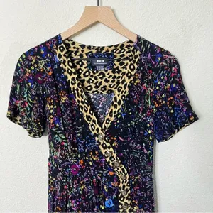 Anthropologie Maeve Cheetah Floral Multi‎ Purple Dress Knee Length Womens Size 0 thumbnail 5