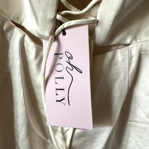 Oh Polly Anastasia Draped Halterneck Satin Mini Dress in Ivory Size 0 New thumbnail 9