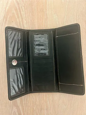 Embroidered Multicolor Bird Continental Wallet with Black Leather Trim thumbnail 5