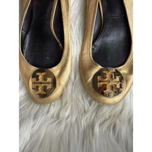 Tory Burch Gold Metallic Leather Ballet Flats thumbnail 2
