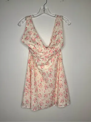 NWT Princess Polly Creamy White Floral Mini Dress with Pink Blossoms thumbnail 3