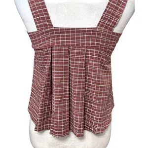 Torio Mauve Pink Grid Check Square Neck Tank Top Sleeveless A Line S Casual Boho thumbnail 7