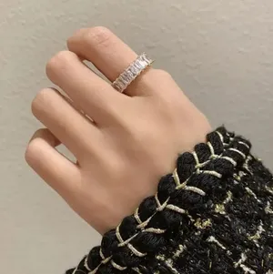 FULL cubic zirconia CZ stone rings eternity band open size ring thumbnail 1