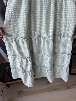 Altar’d State gingham smock maxi dress midi ruffle tiered nap sage mint thumbnail 6
