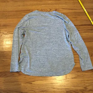 Banana Republic Gray & White Striped Long Sleeve Crewneck Top thumbnail 8