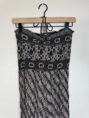 Free People Vintage Boho Jumpsuit Pantsuit Strapless Halter Medium Wide Leg thumbnail 5