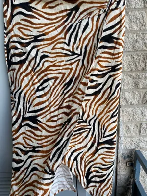 House of Harlow 1960 Zebra-Print Wrap Midi Skirt in Brown, Black, Cream thumbnail 6