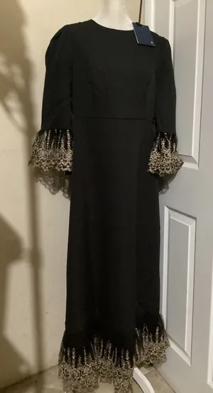 Pomander Place Womens Black Gold Lace Trim Maxi Dress B1448 Large NWT thumbnail 1