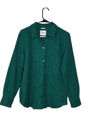 Abercrombie & Fitch Emerald Green Button-Front Women shirt/jacket preppy thumbnail 2