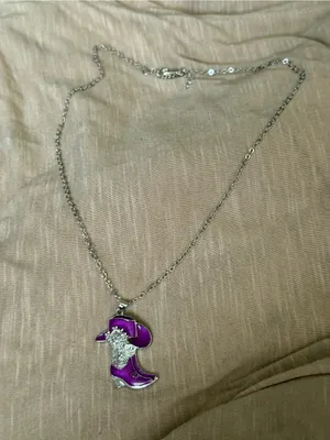 Purple Cowboy Boot Pendant Necklace - Women Jewelry thumbnail 4