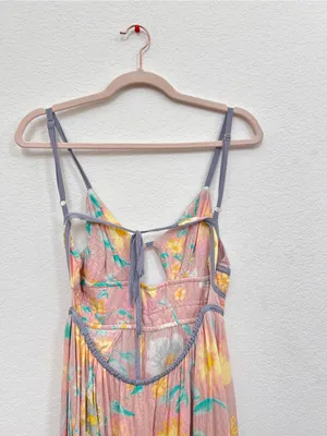 Free People Wisteria Maxi Dress Small Pink Floral Sleeveless Boho Romantic thumbnail 7