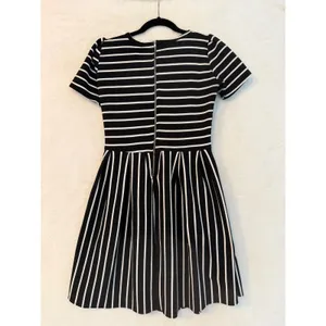 LuLaRoe‎ Amelia Dress Small Black White Striped Short Sleeve Pocket Fit Flare S thumbnail 5
