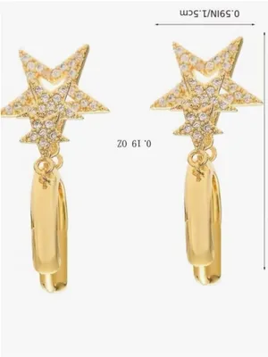 NEW Shooting Stars Zircon and Gold Hoop Earrings NWT thumbnail 3