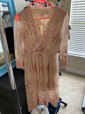 Boutique Bronze Sequined Dress Gold thumbnail 1