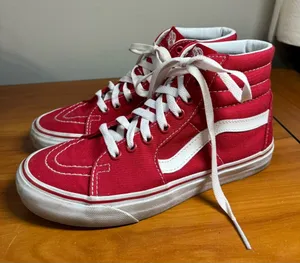 Vans Sk8 Classic High Top Sneaker Canvas Red White Skater‎ Streetwear W8 thumbnail 1