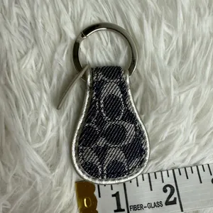 Vintage COACH y2k SIGNATURE TEAR DROP KEY RING Denim Charm thumbnail 6