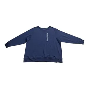 Women Navy Blue Cotton Sweatshirt Plus Size 2X Crewneck Fleece Athletic DIP thumbnail 3