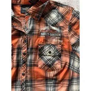 Harley Davidson Women's Plaid Button Up Back Embroidered Logo Shirt Size Large thumbnail 5