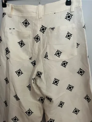 Zara Cream Wide-Leg Printed Chinos‎ thumbnail 3