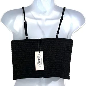 Cider Corset Top Women's Med Black Satin Lace Up Ruffle Cropped Cami Goth Punk thumbnail 3