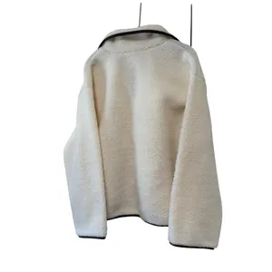 H&M Divided Teddy Fleece Pullover Medium Ivory Sherpa 1/4 Zip Cozy Jacket thumbnail 8
