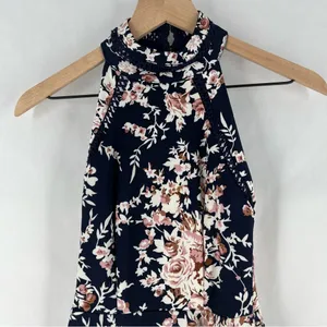 B. Darlin Womens Floral Printed Mini Halter Pleated Fit & Flare‎ Dress thumbnail 3