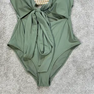aerie Women’s Long Wrap Tie One Piece Full Coverage Swimsuit in Green L thumbnail 6