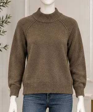 89th + Madison Womens Sweater Mock Neck Raglan Sleeve Brown Petite Large thumbnail 1