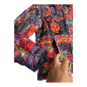 Chico's Jacket Shirt Shacket Women's Size 1 Medium Linen Silk Multicolored Funky thumbnail 9