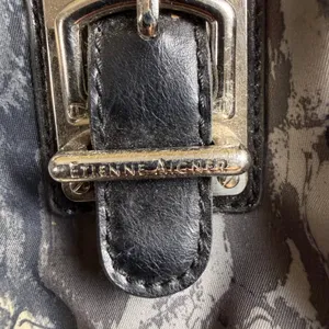 Vintage Y2K Etienne Aigner Satchel Bag Purse Black‎ Snakeskin Fabric/Leather thumbnail 7