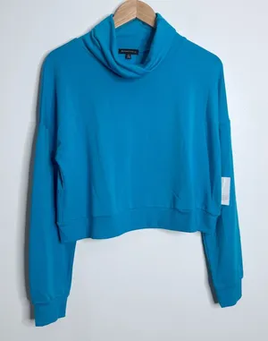 NWT‎ Beyond Yoga All Time Cropped Pullover Long Sleeves Blue Athleisure Gym Yoga thumbnail 1
