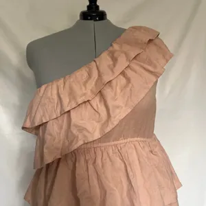 One Shoulder Ruffle Boho Festival Dress Sz14 Neutral Cottagecore Boohoo Y2K New thumbnail 3