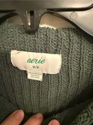 aerie Forest Green Chunky Knit Cowl Sweater thumbnail 5