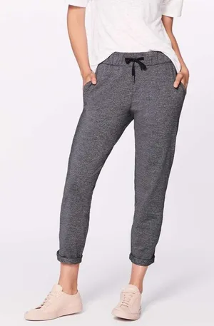 Lululemon Women’s On The Fly Pant Heathered Black Gray Size 6 EUC Stretch W5ASSS thumbnail 1