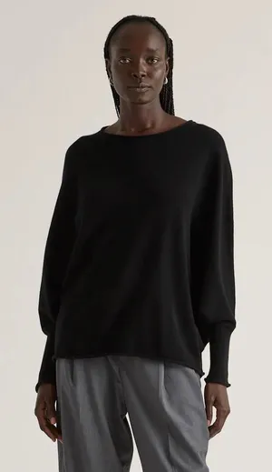 Quince Mongolian Cashmere‎ Batwing Sweater Black S/M NEW thumbnail 1