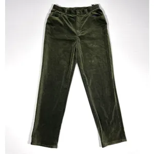 Ralph Lauren Jeans Women's Luxe Velvet Pants Olive Green Stretch Straight Leg 10 thumbnail 3