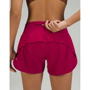 Lululemon Speed Up Mid-Rise Lined Short 4" Size 10 Pomegranate Silver Reflective thumbnail 2