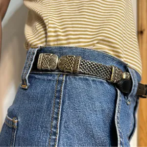 Black Brown Silver Metal Chain Link Ornate Dual Sided Belt Statement Festival thumbnail 4