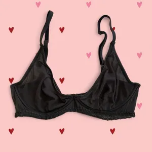 Lace Trim Underwire Bra Gray Size M thumbnail 2