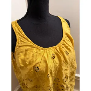 Anthropologie Vanessa Virginia Sadie Eyelet Swing Tank Mustard Yellow Bettina thumbnail 2