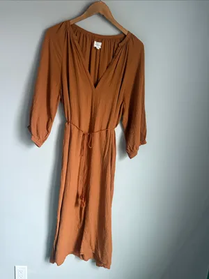 HONORINE Bianca Brown Cotton Gauze Midi Dress Small thumbnail 3