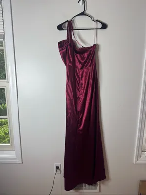 Lulus Devotion to Love Wine Satin One-Shoulder Maxi Dress small thumbnail 4