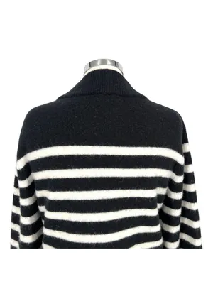J.Crew Striped Supersoft Sweater Textured Black White Quiet Luxury Size XS thumbnail 10
