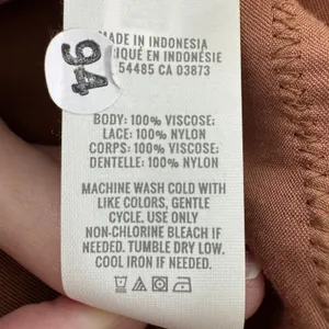 Aerie‎ Satin Lace Trim Slip Dress XL Brown Coquette Cottagecore Boho Feminine thumbnail 9