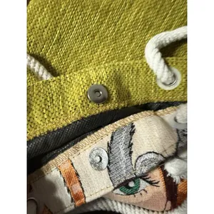 Handmade Artistic Tapestry Cat Lady Tote Bag With Rope Handles Coffee Mug Whimsical Boho thumbnail 6