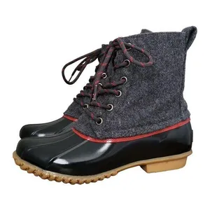 GH Bass & Co Harlequin Duck Boots Womens 6 Gray Wool Lace Up Ankle Rain Outdoor thumbnail 1