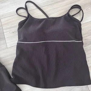 Lands End Womens Brown Ribbed Tankini Top and Swim Skirt Set Bottom 6 Top 8P thumbnail 4
